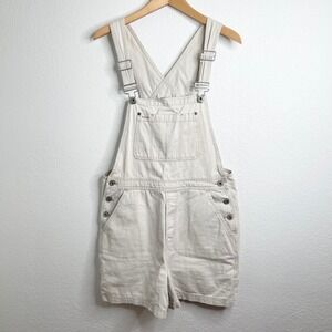 GAP Womens Cream Cotton Twill Shortall Overalls Vintage Style Size Medium